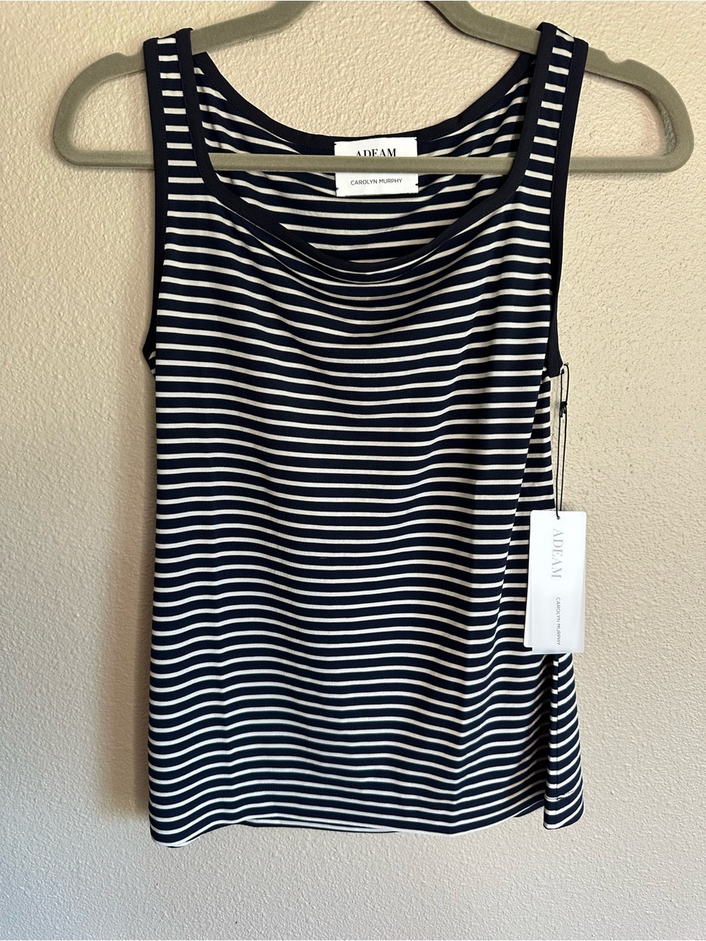 Adeam Navy and White Striped Yama Tank Top